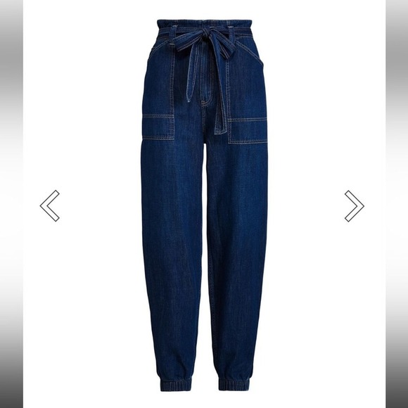 Ralph Lauren Denim Paper Bag Waist Pants Tie Belt Joggers Women's‎ - Picture 8 of 15